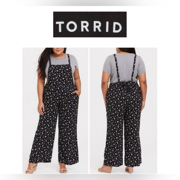 Torrid Black Floral Print Soft Jumpsuit 2S - Picture 1 of 15